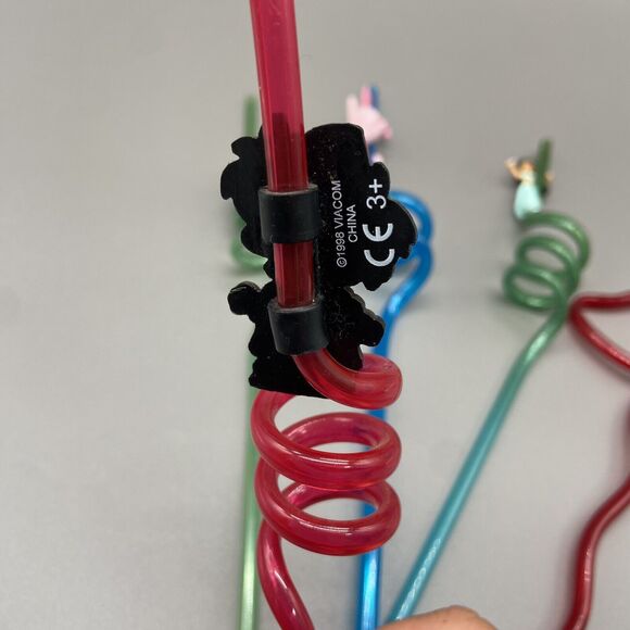 Vintage Crazy Twisty Straws Lot of 5 Disney Warner Bros Applause 90s Rugrats - Picture 3 of 16